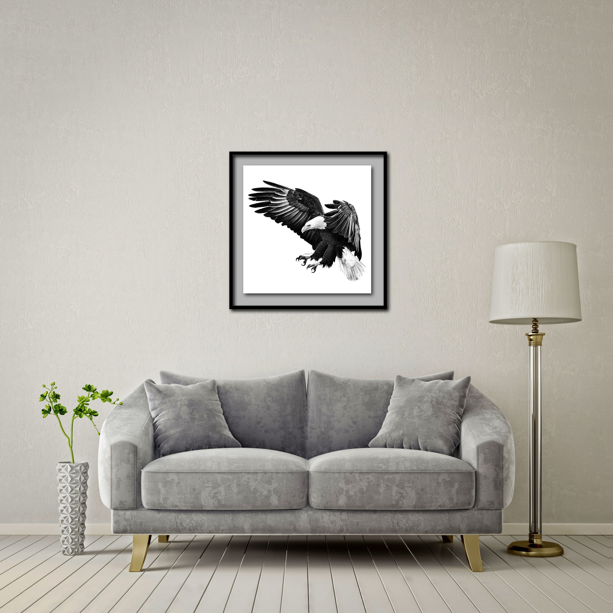 Under The Shadow Of His Wings Standard - Artist Print with Frame (Print Size:60cm x 60cm; Framed Size 74cm x 74cm)