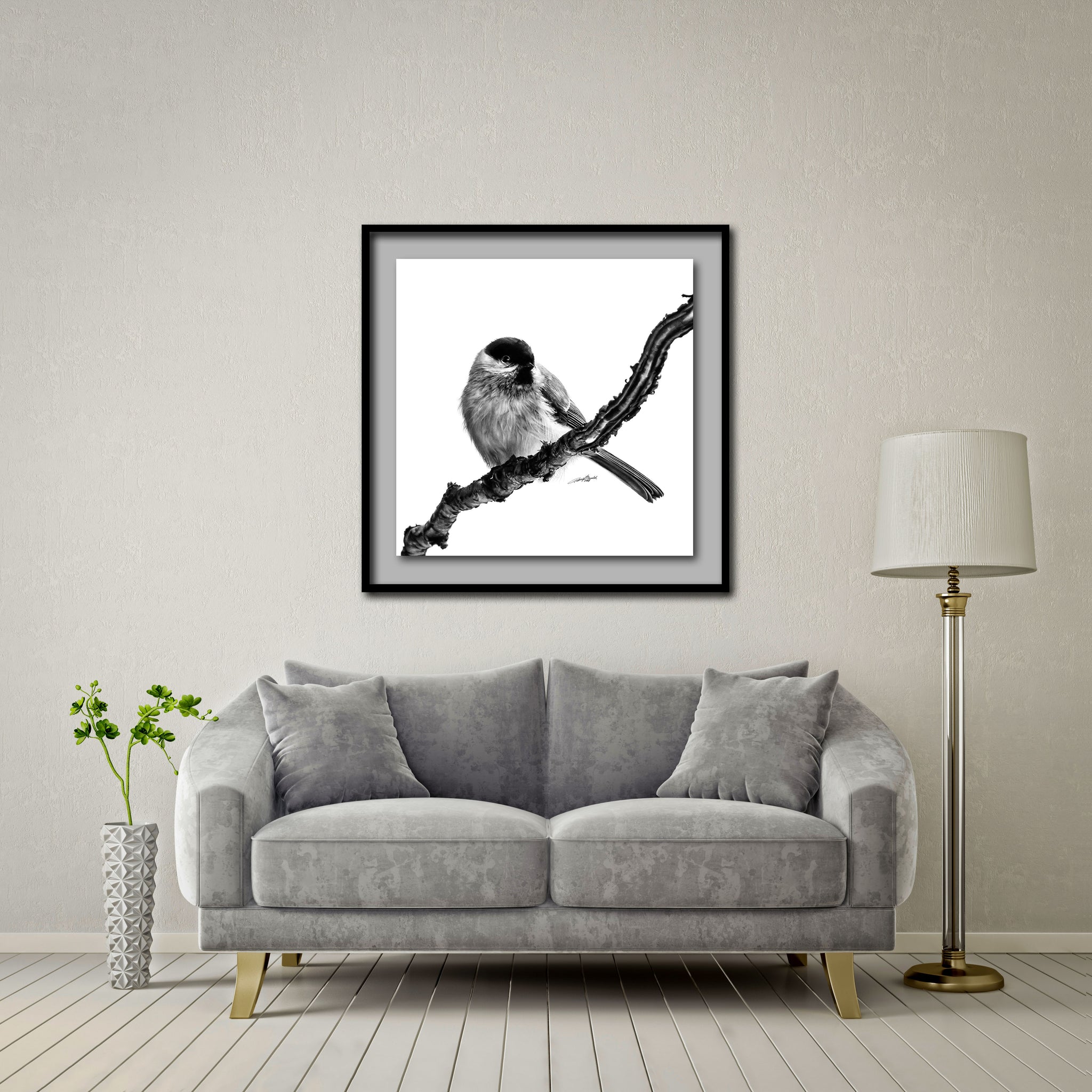 Birds Of The Air Large Format - Artist Print with Frame (Print Size:80cm x 80cm; Framed Size 94cm x 94cm)