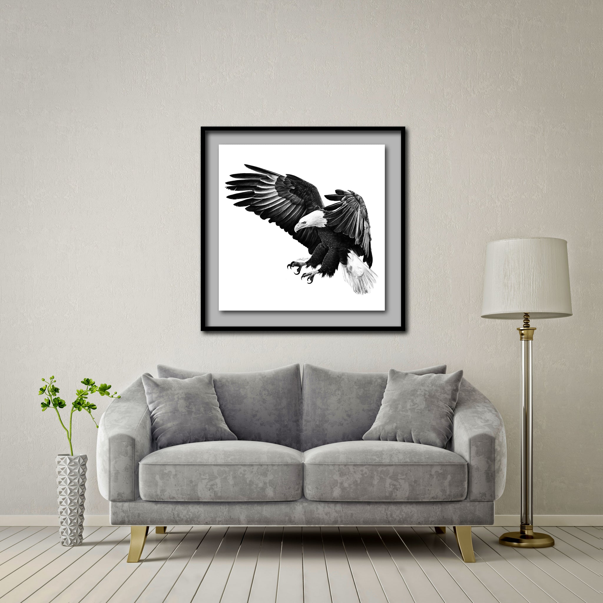Under The Shadow Of His Wings Large Format - Artist Print with Frame (Print Size:80cm x 80cm; Framed Size 94cm x 94cm)