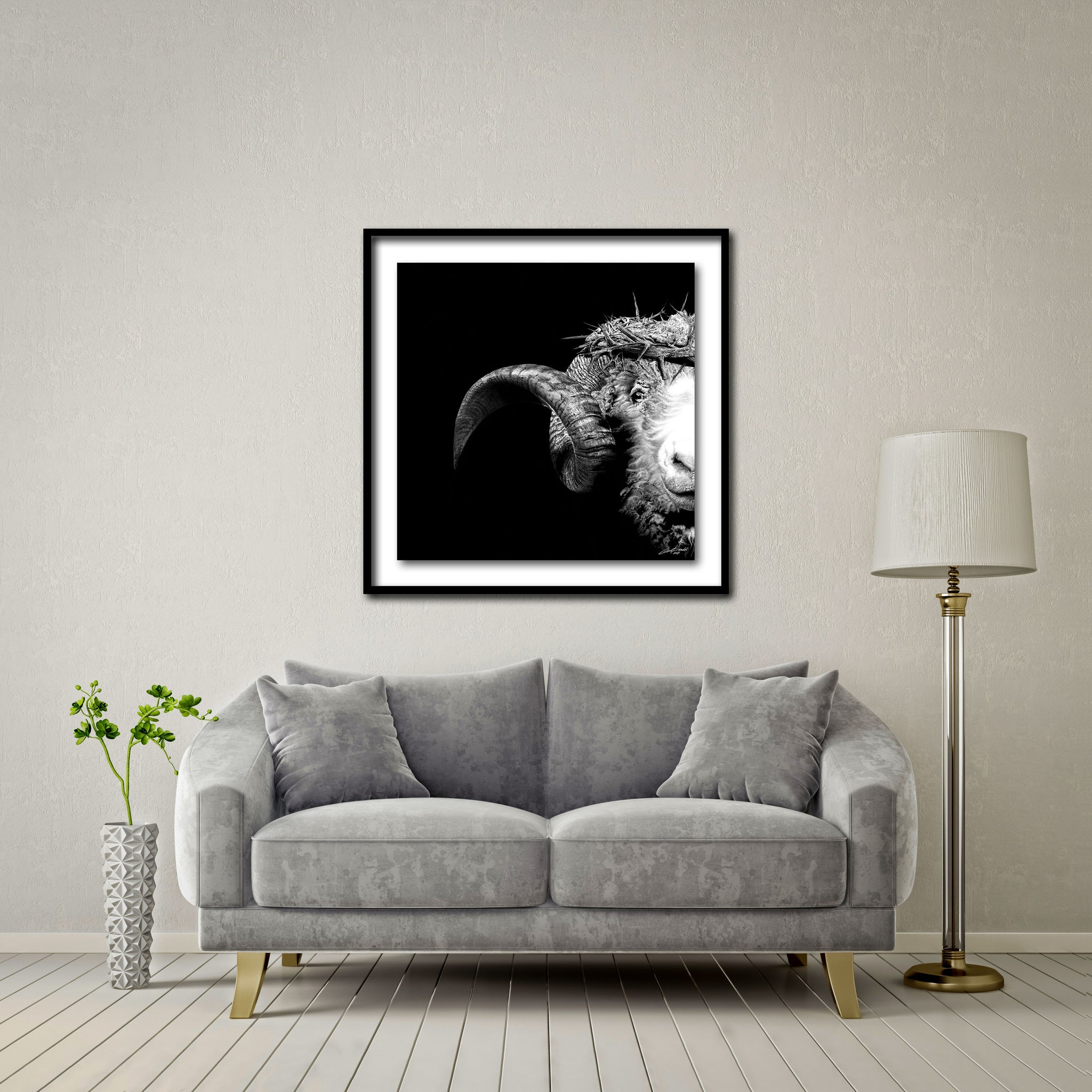 Crown Of Thorns - Ram Large Format - Artist Print with Frame (Print Size:80cm x 80cm; Framed Size 94cm x 94cm)