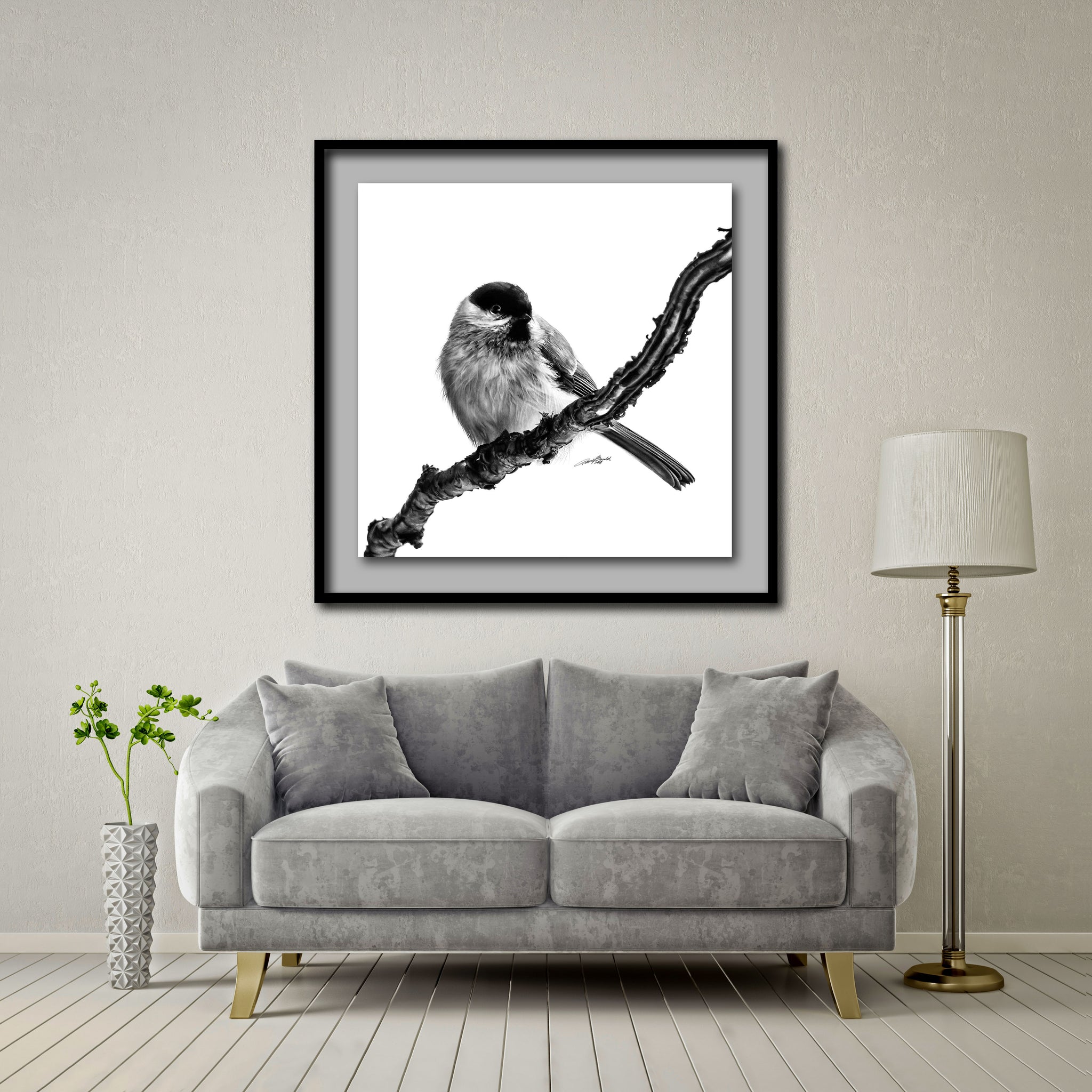 Birds Of The Air Giant Format - Artist Print with Frame (Print Size:100cm x 100cm; Framed Size 114cm x 114cm)