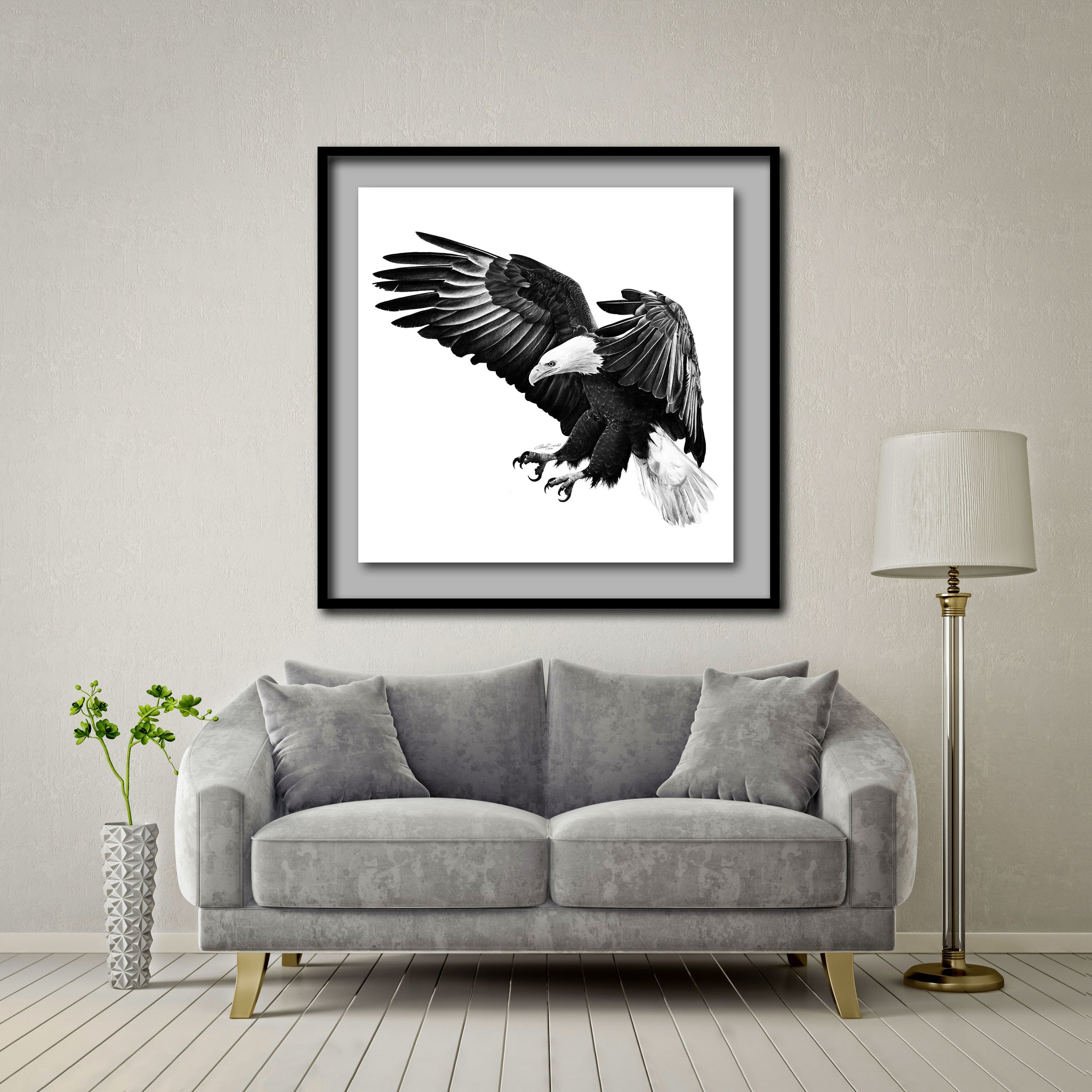Under The Shadow Of His Wings Giant Format - Artist Print with Frame (Print Size:100cm x 100cm; Framed Size 114cm x 114cm)