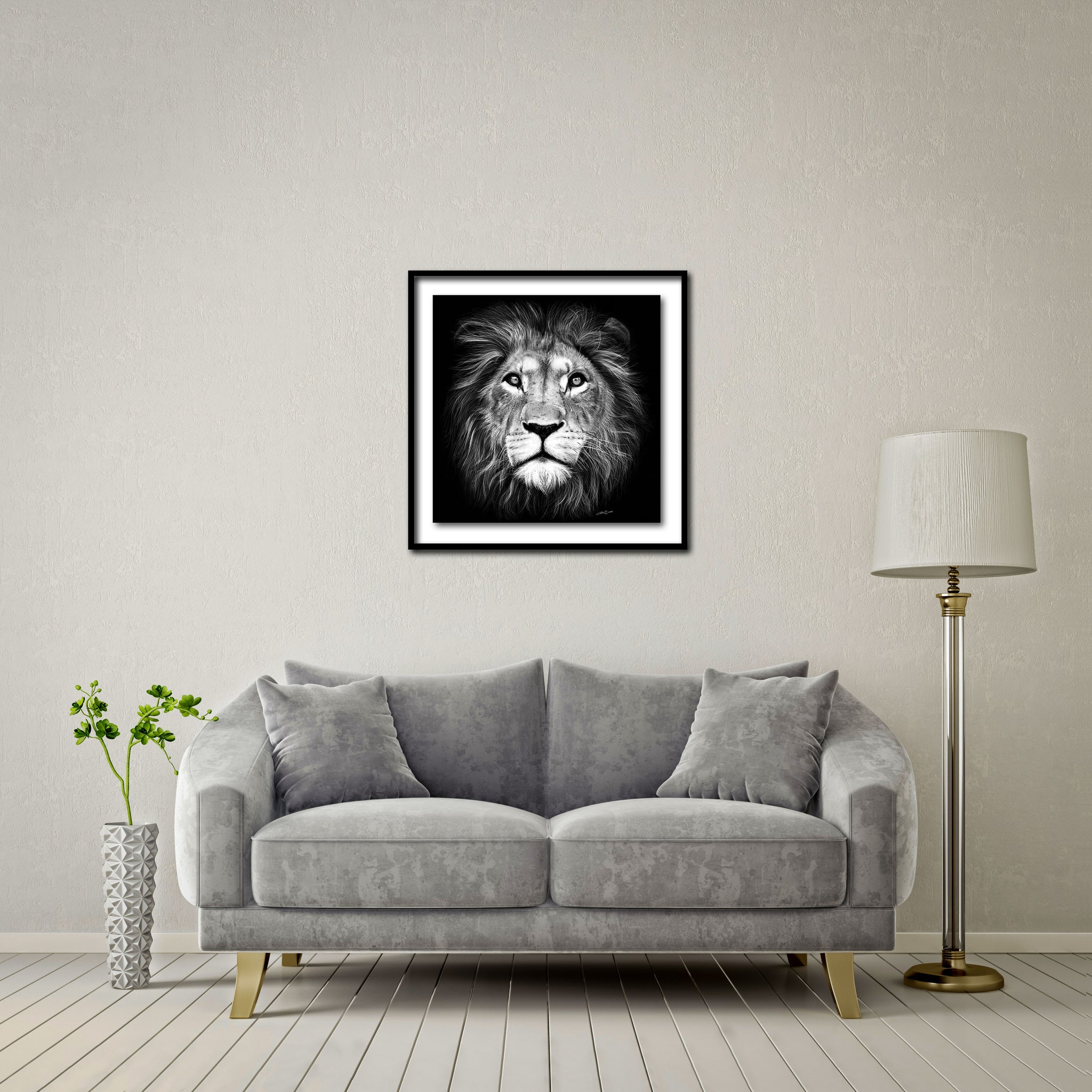 Lion of Judah Standard - Artist Print with Frame (Print Size:60cm x 60cm; Framed Size 74cm x 74cm)