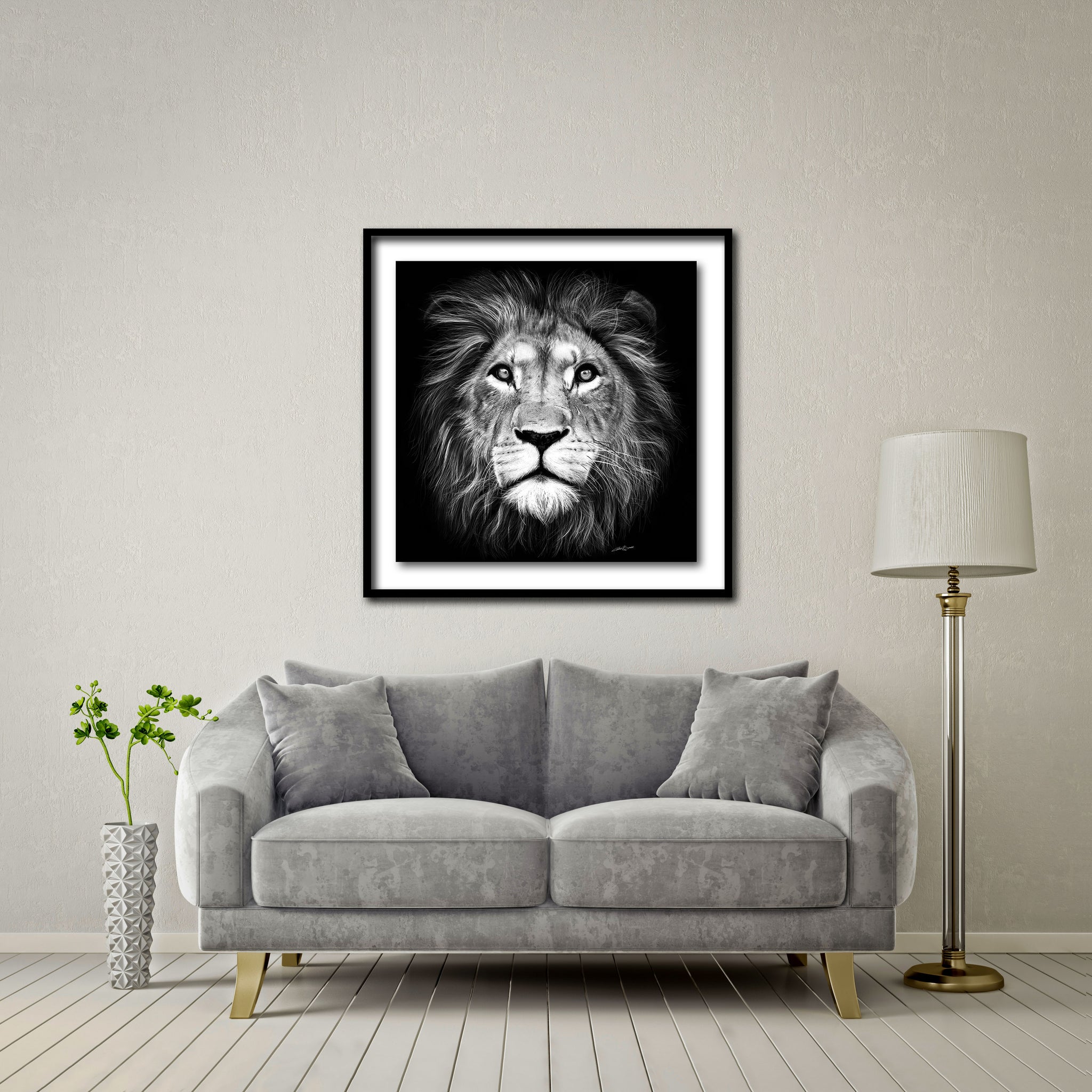 Lion of Judah Large Format - Artist Print with Frame (Print Size:80cm x 80cm; Framed Size 94cm x 94cm)