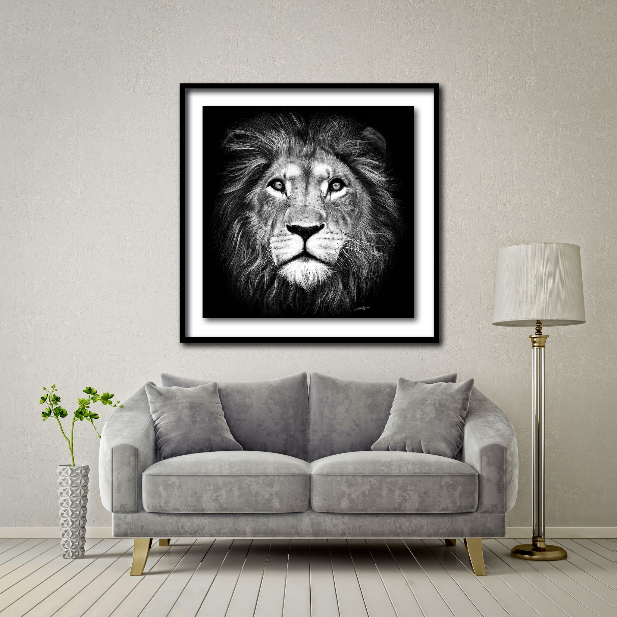 Lion of Judah Giant Format - Artist Print with Frame (Print Size:100cm x 100cm; Framed Size 114cm x 114cm)