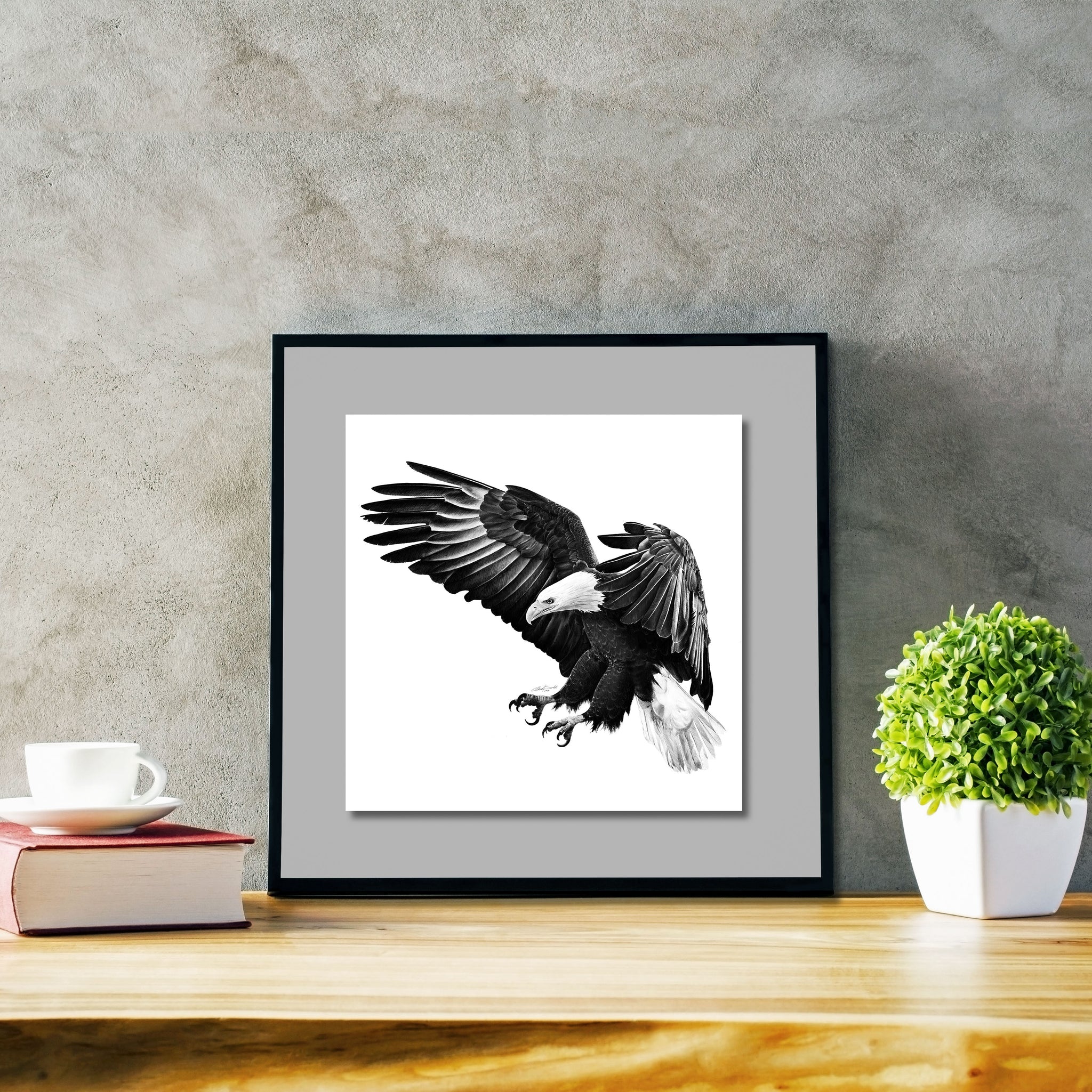 Under The Shadow Of His Wings Classic - Artist Print with Frame (Print Size:30cm x 30cm; Framed Size 44cm x 44cm)