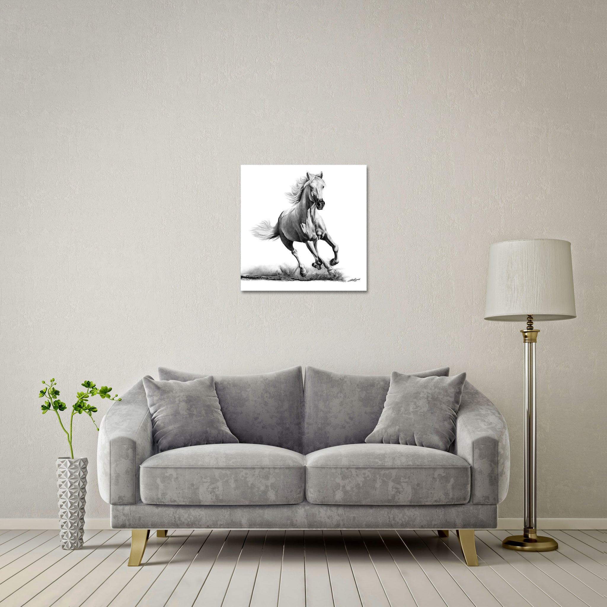 Faithful and True- White Horse Standard - DIASEC Print 60cm x 60cm