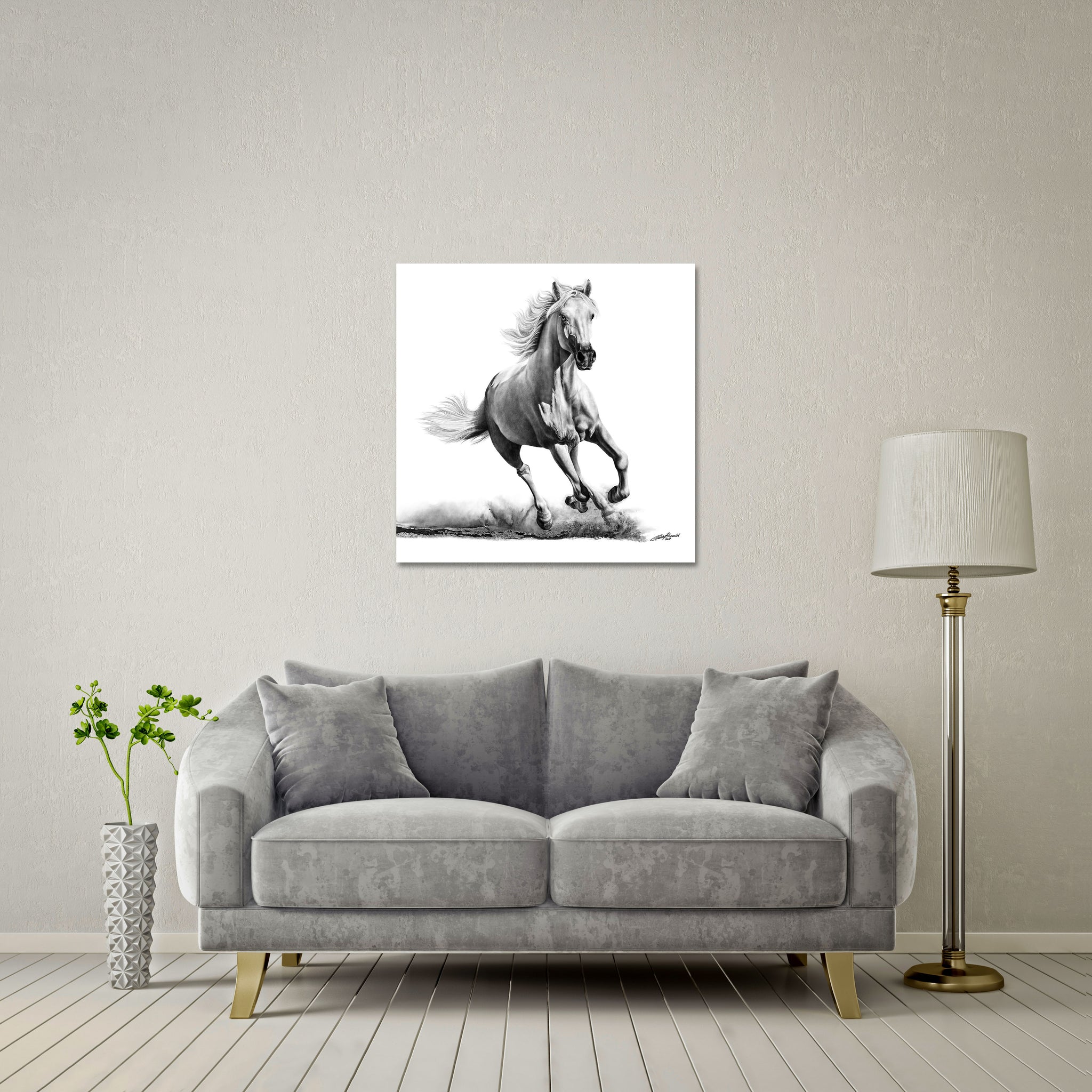 Faithful and True- White Horse Large Format - DIASEC Print 80cm x 80cm