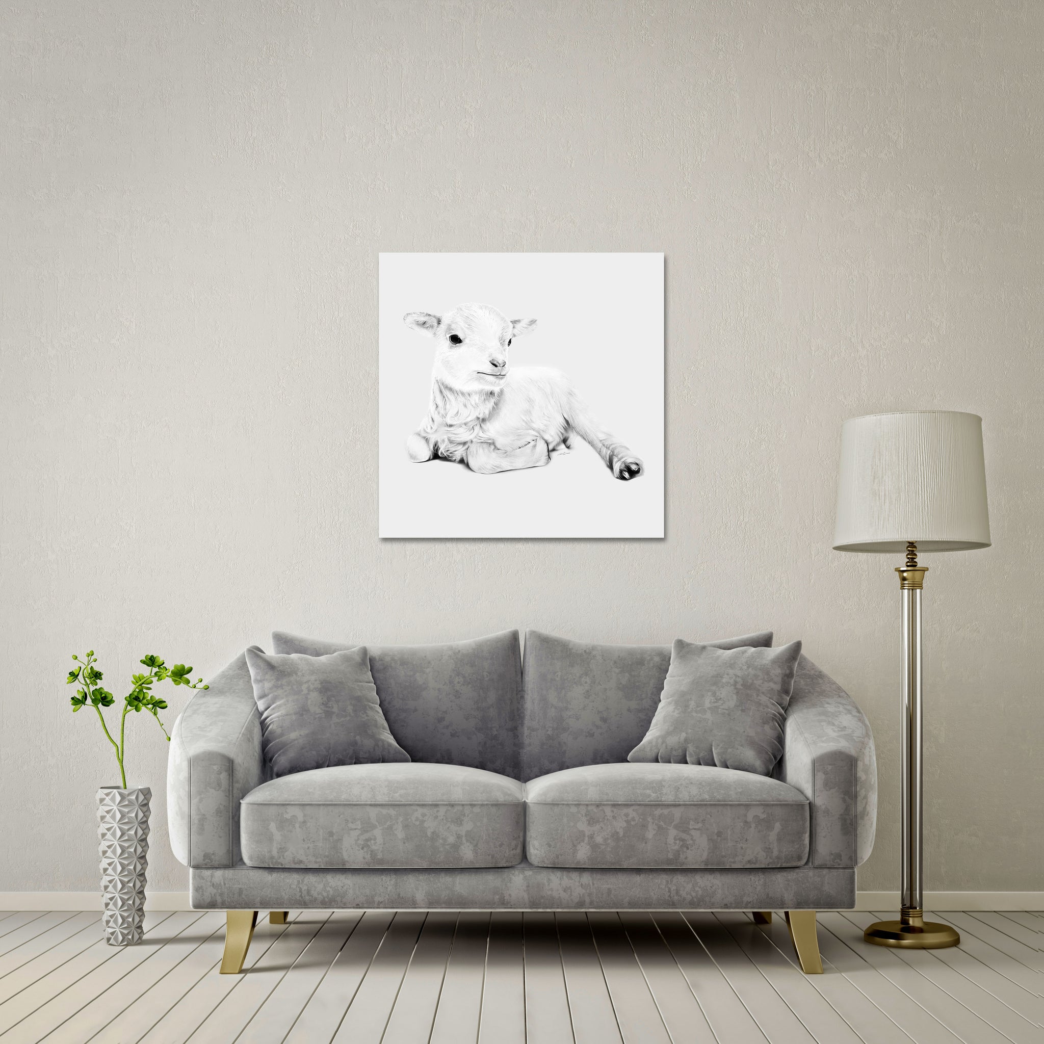 Lamb At Rest Large Format - DIASEC Print 80cm x 80cm