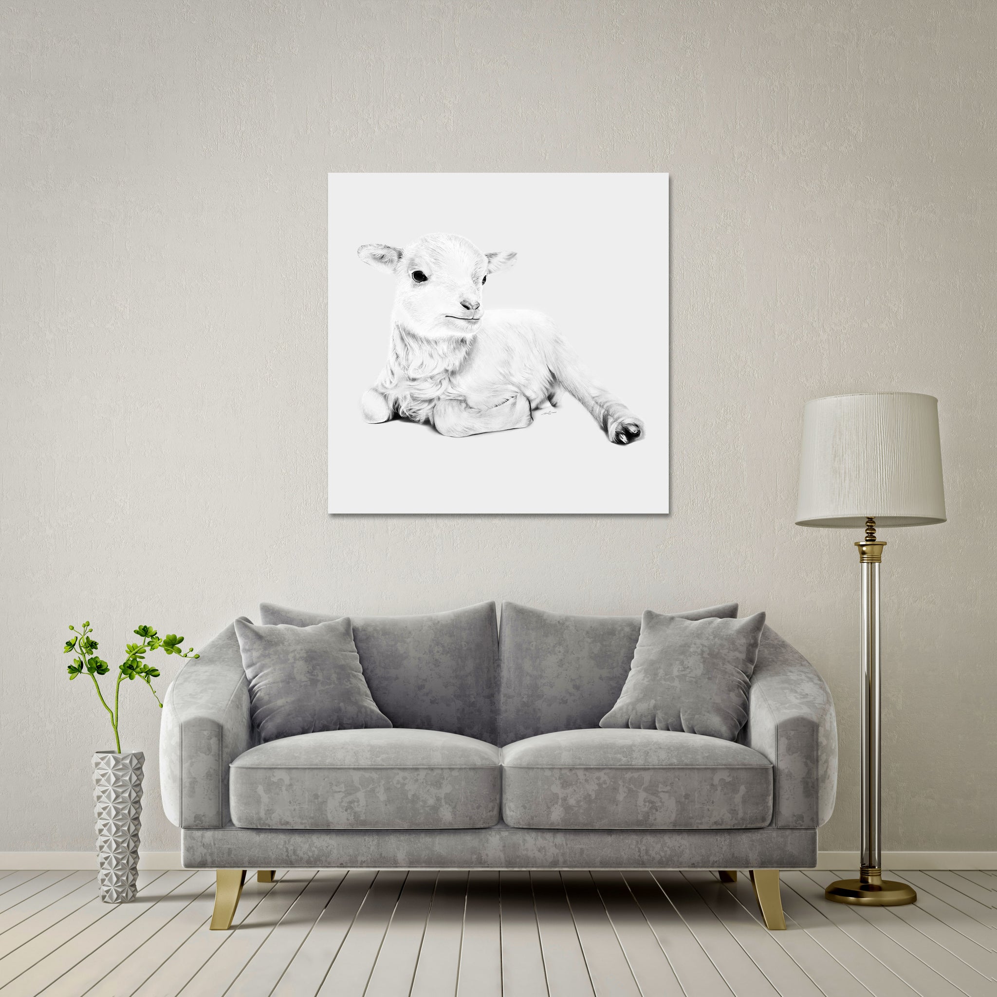 Lamb At Rest Giant Format - DIASEC Print 100cm x 100cm