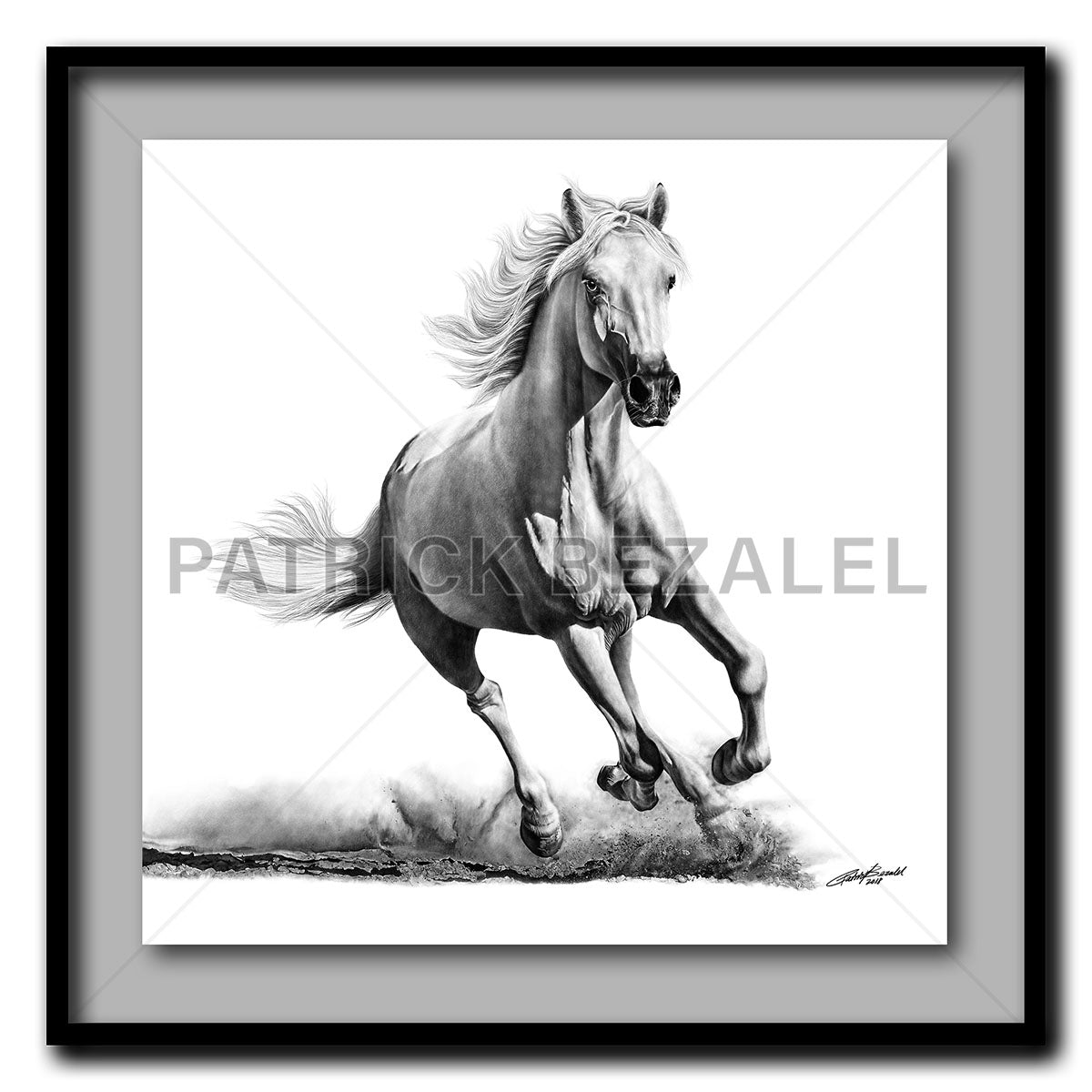 Faithful and True- White Horse Giant Format - Artist Print with Frame (Print Size:100cm x 100cm; Framed Size 114cm x 114cm)