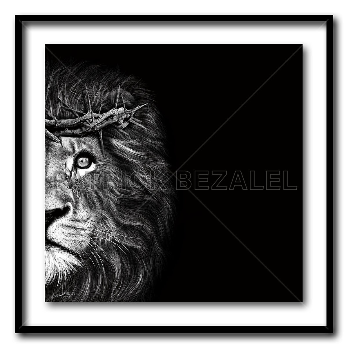 Crown Of Thorns - Lion Giant Format - Artist Print with Frame (Print Size:100cm x 100cm; Framed Size 114cm x 114cm)